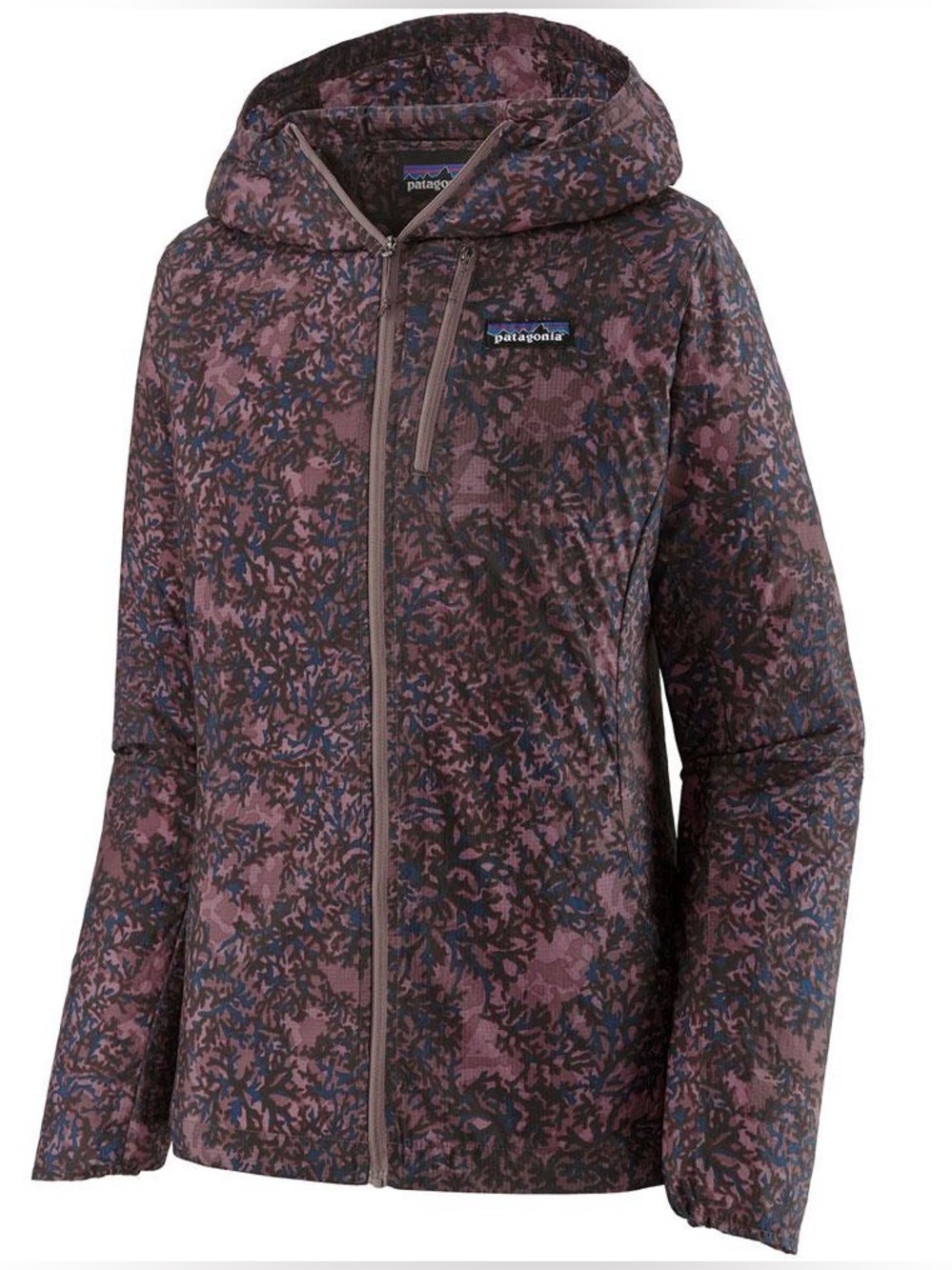 Patagonia Women's Houdini Hooded Lightweight Rain Jacket - Purple Coral Print